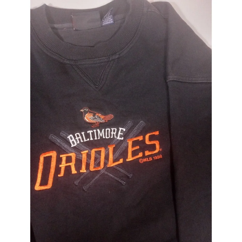 Vintage Black Baltimore Orioles Sweatshirt  Crable Sportswear - MLB - Large 1998